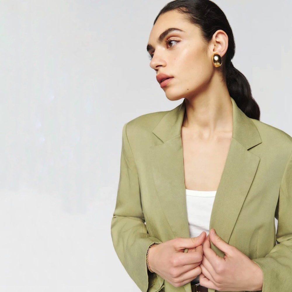 REFORMATION The Classic Blazer in “Pear” Green, sz XS, MSRP $278 - Picture 2 of 14